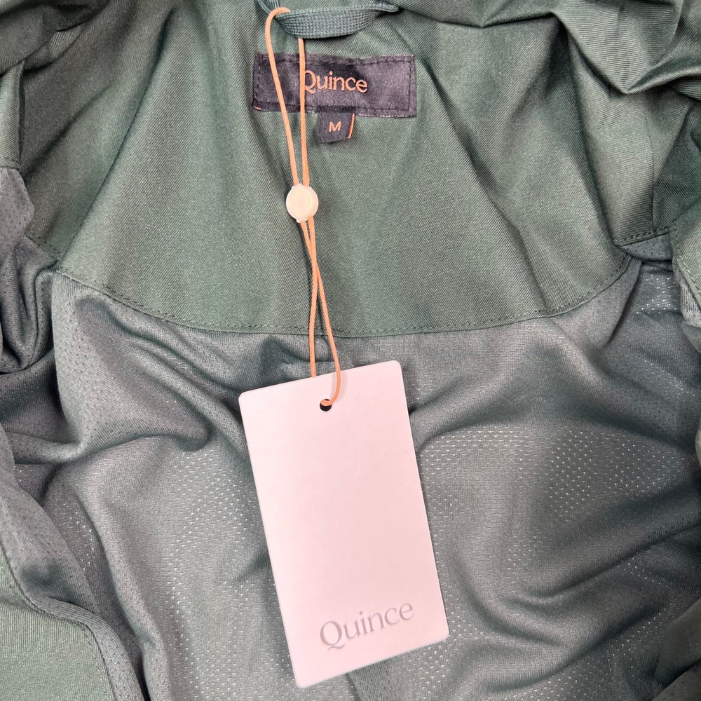 Quince Womens 100% Recycled Waterproof Long Rain Parka Forest Green Size Medium - Picture 3 of 9